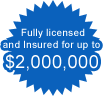 Fully licensed and insured for up to $2,000,000